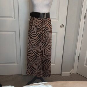 Elegant Zebra Print Maxi Skirt (belt sold separately) fully lined skirt